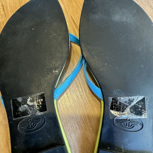 Vintage Dockers Bee Thong Sandals Lime Green Blue Y2K Retro Preppy Women 7-7.5 - Picture 10 of 10